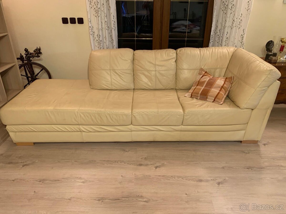 Kožený gauč béžový - 2