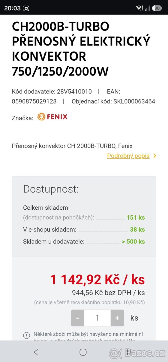 Přenosný přímotop 2000W - 2