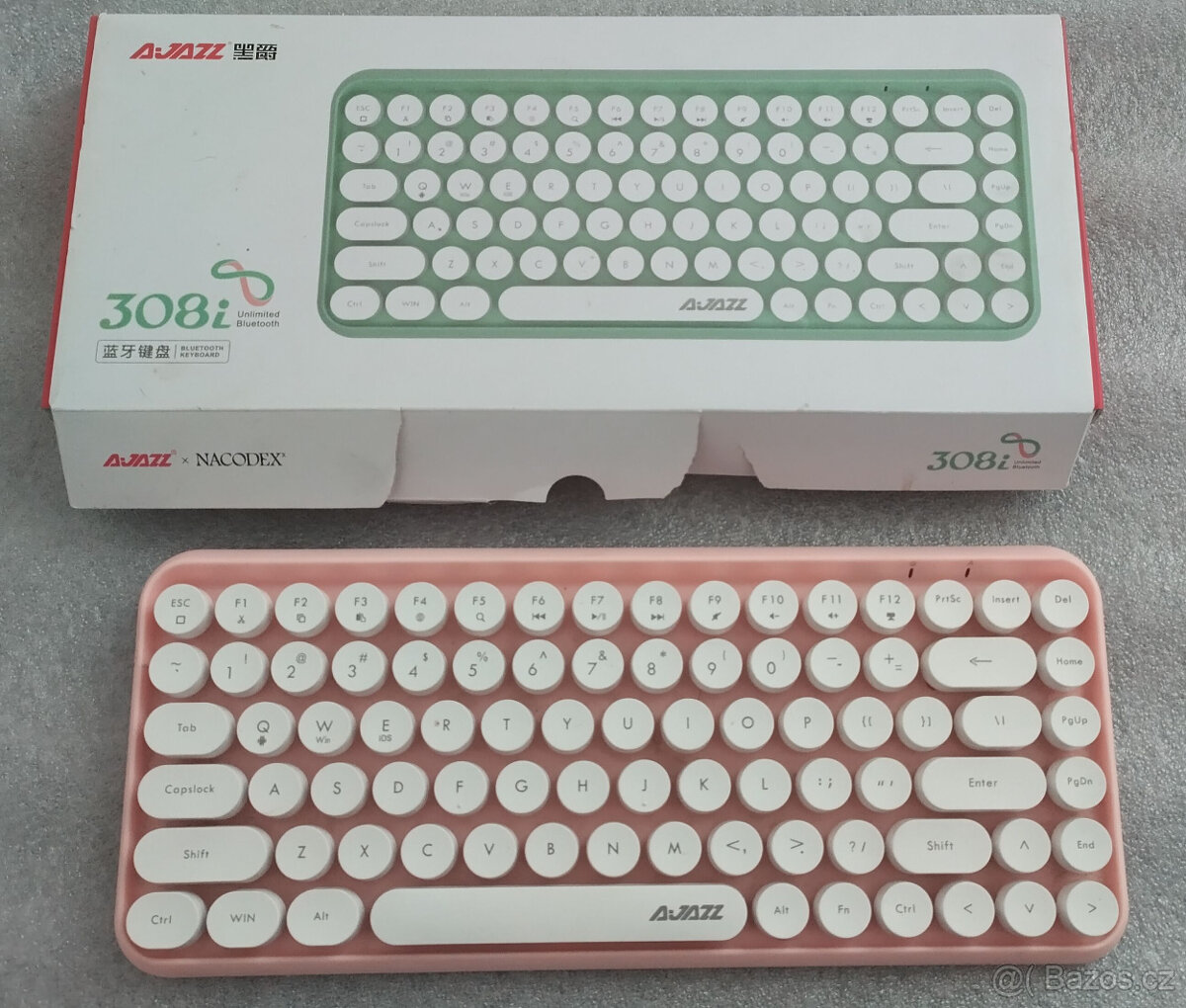 AJAZZ 380i Bezdrátová/Bluetooth klávesnice - růžová - 2