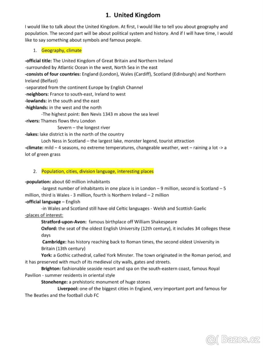 Maturitní otázky - angličtina - 2