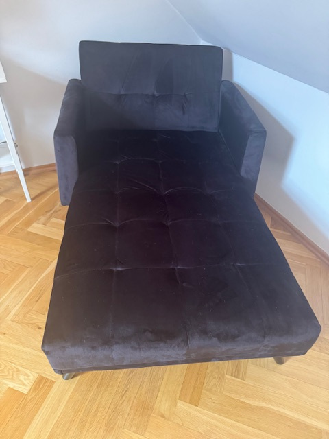 Rozkládací sofa-pohovka-postel černý samet - 2