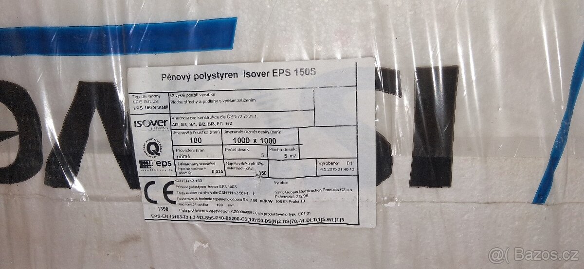 Polystyren eps 150s 100mm 1x1m - 2