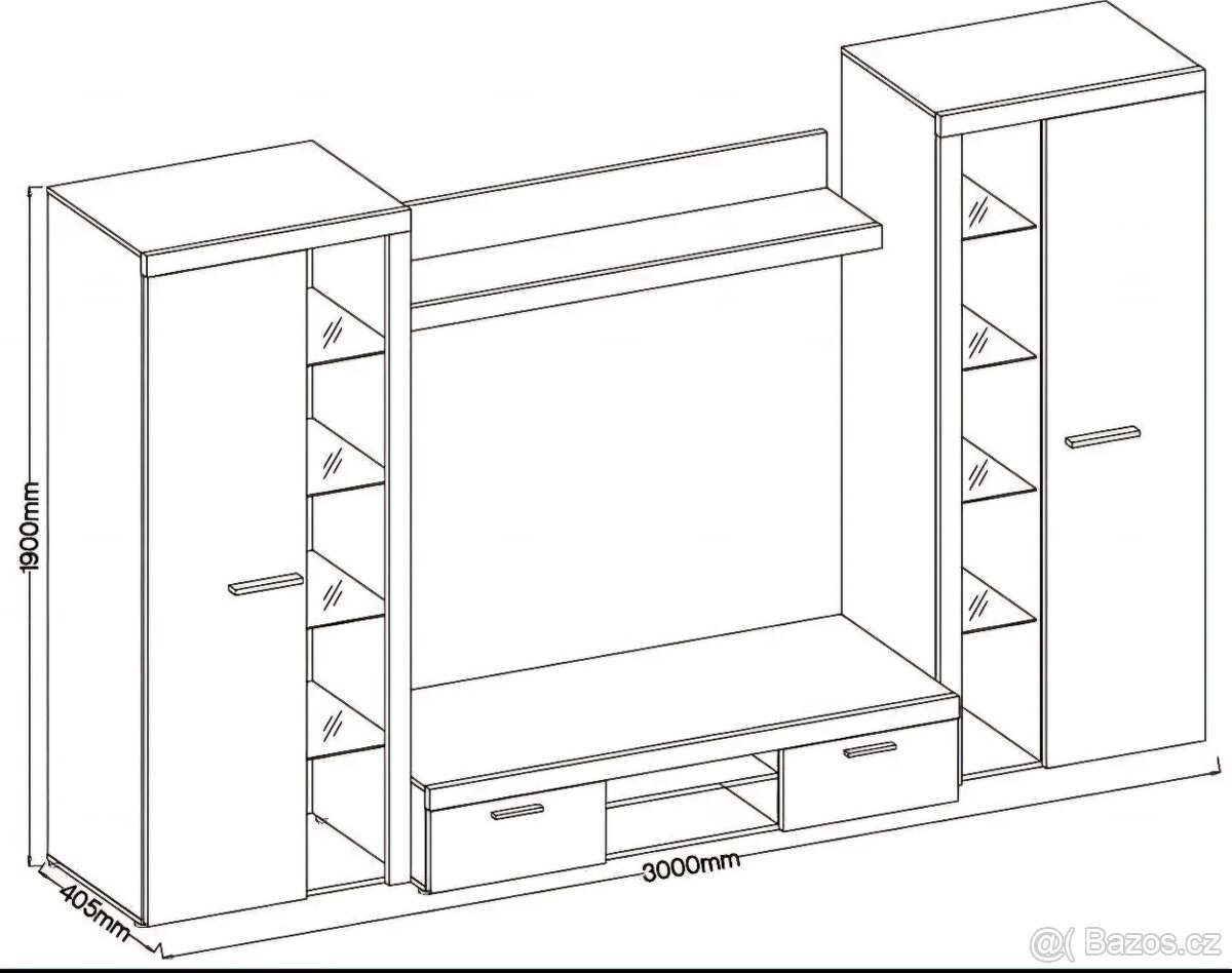 Obývací stěna dub sonoma 300cm - 2