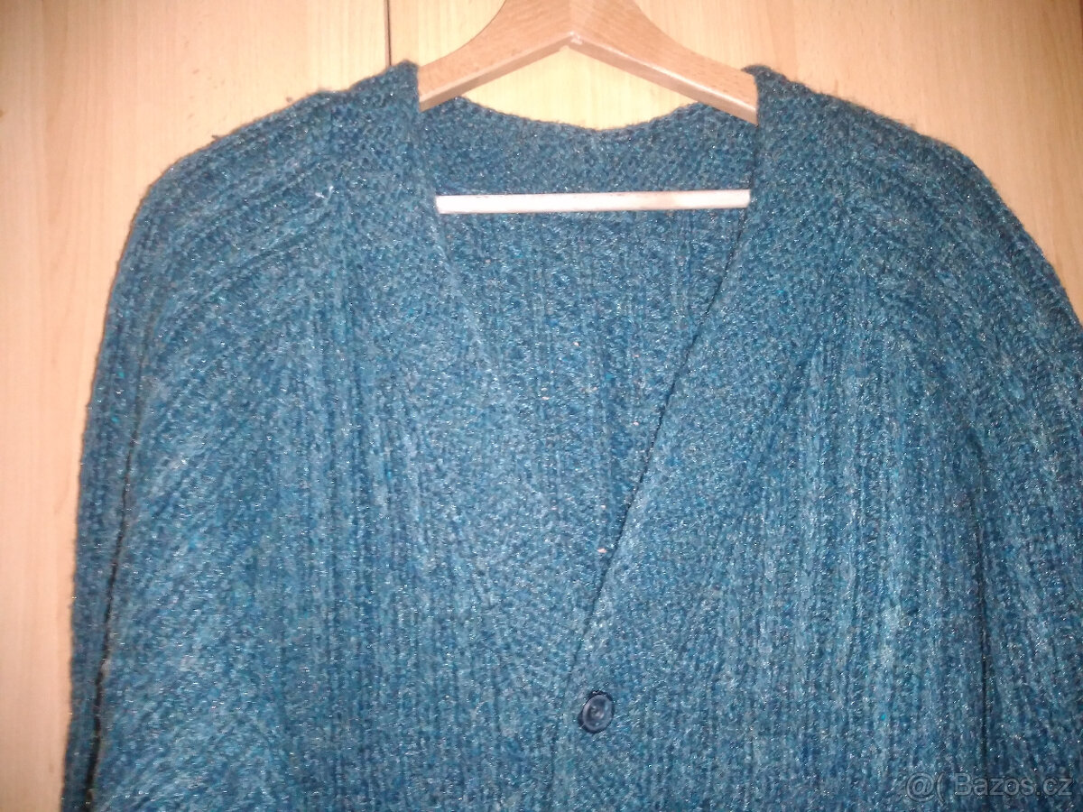 Zelenošedý svetr na knoflíky - 2