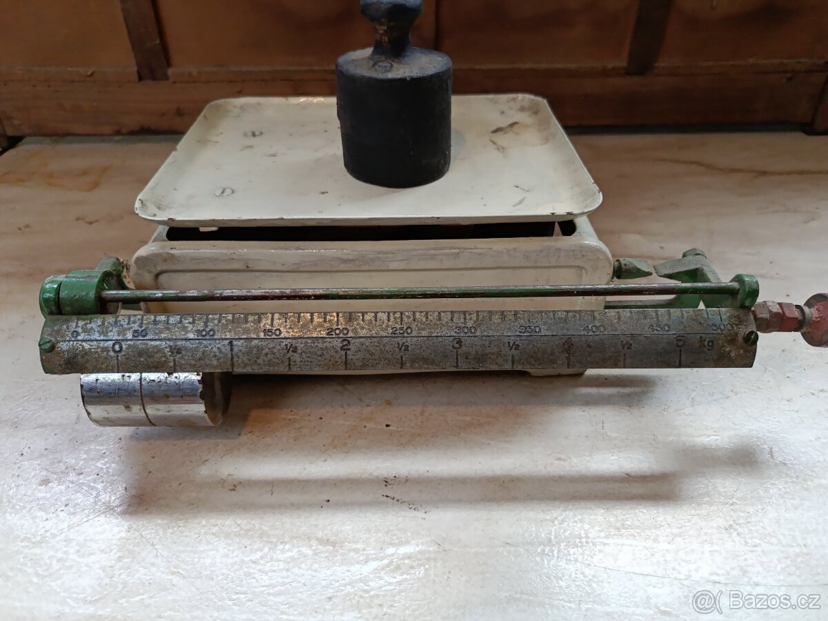 Retro Pultová Váha (Krémovo-Zelená) s Misky – MAX 5 kg - 2