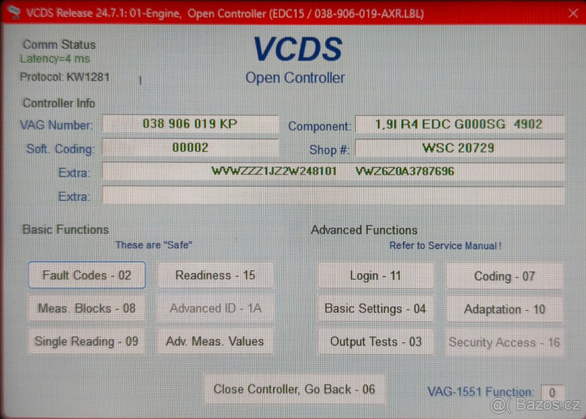 Řídící jednotka motoru 038906019KP - 2