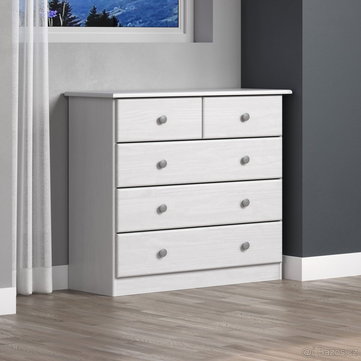 Nová šuplíková komoda z borovice bílá barva - 2