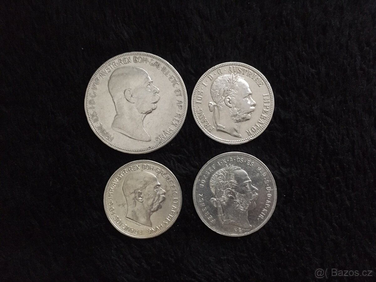 4 kusy stříbrných mincí z dob Rakouska Uherska - 2