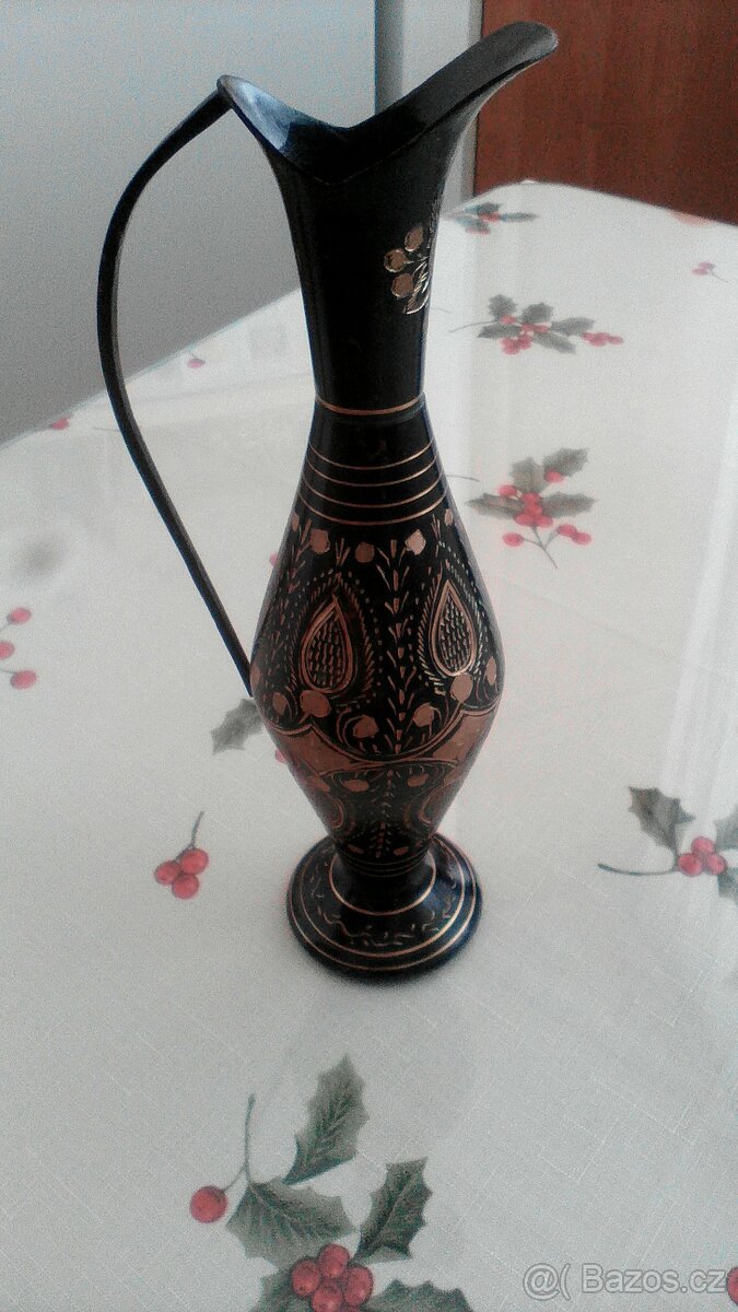 Retro - obraz,kov.váza,dekor.láhev,čaroděj,teploměr,skl.váza - 2