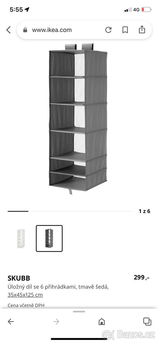 Závěsný úložný díl IKEA SKUBB - 2 ks+ 8 bílých krabic - 2