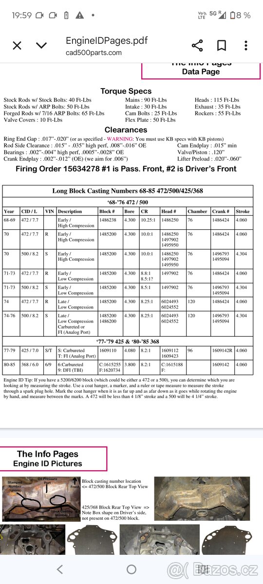 Cadillac 500cui,8,2 V8 motor a převodovka - 2