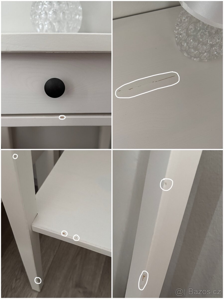 Noční stolky IKEA Hemnes bílé mořidlo. - 2
