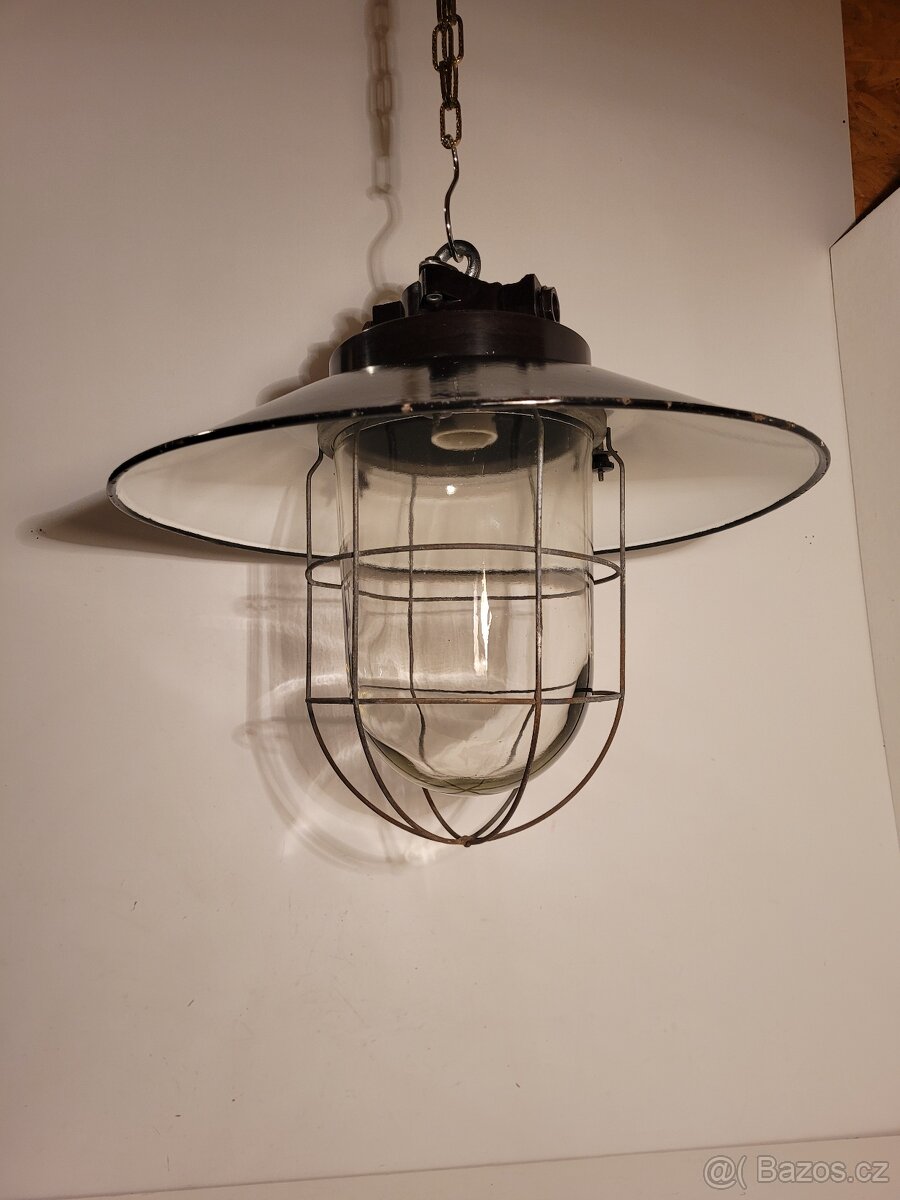 1x velký industriální bakelitový lustr smalt stínidlo až 3ks - 2