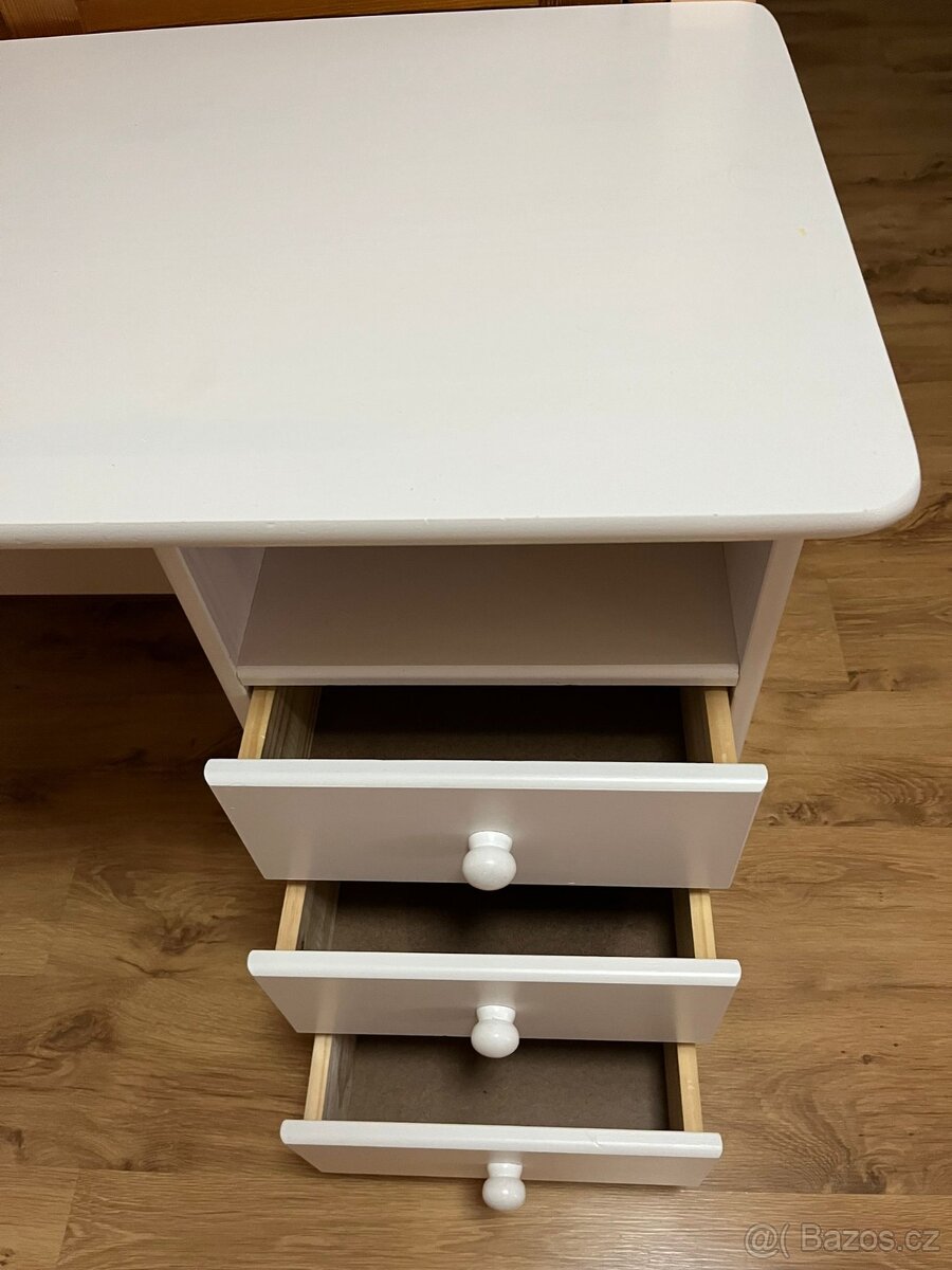 Psací stůl (bílý lak, masiv borovice) - 2