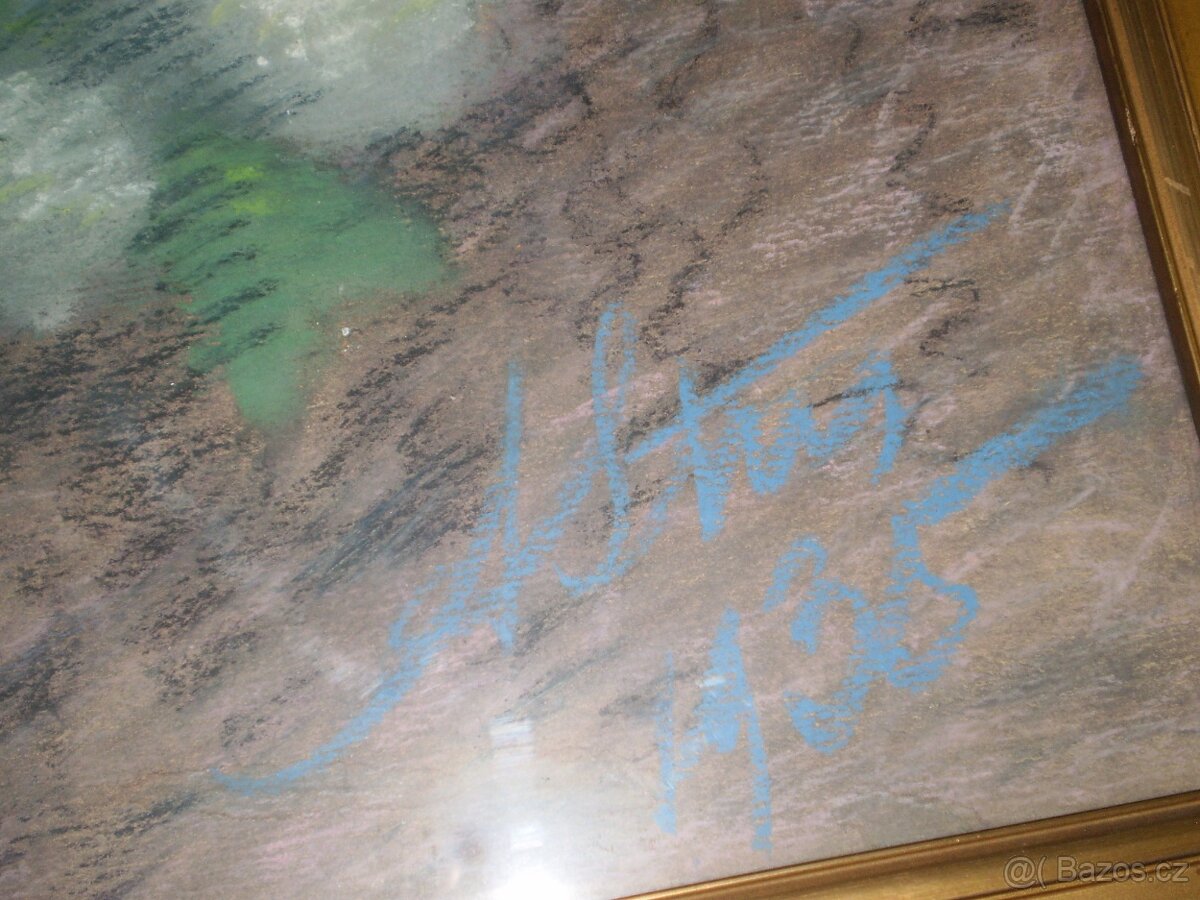 obraz - olej - signace ++ šeřík ve váze++ 72x81 cm - 2