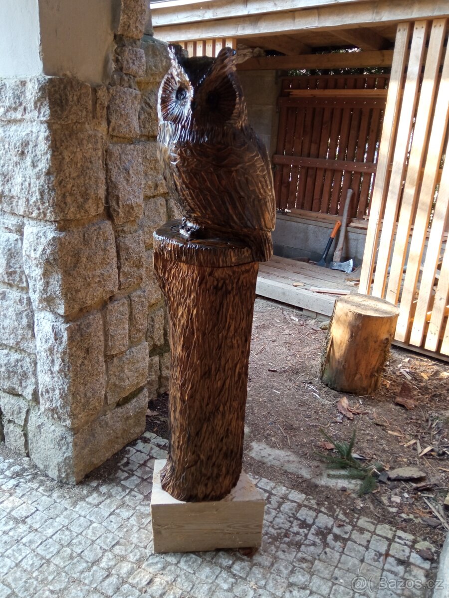 Dřevěná socha - sova - 2