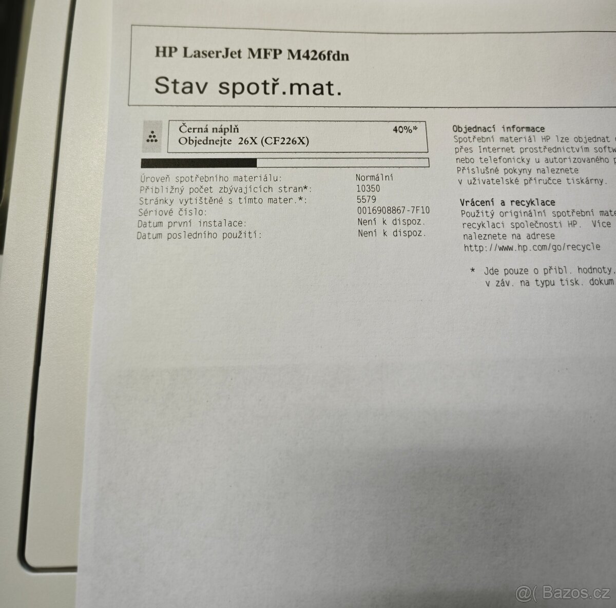 ㊆ HP m426fdn , origo toner 40% - 2