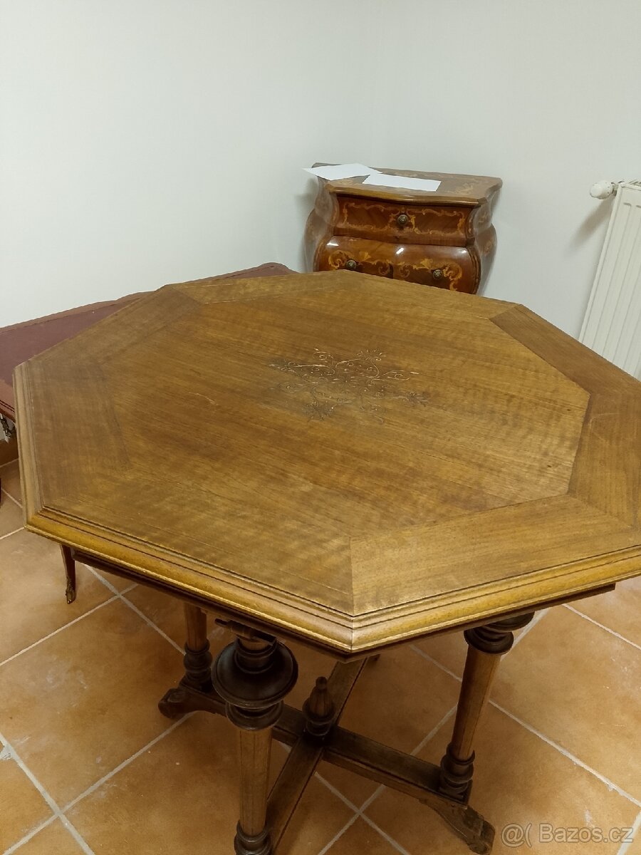 Osmiboký (oktagonální) odkládací / kávový stolek | stylový k - 2