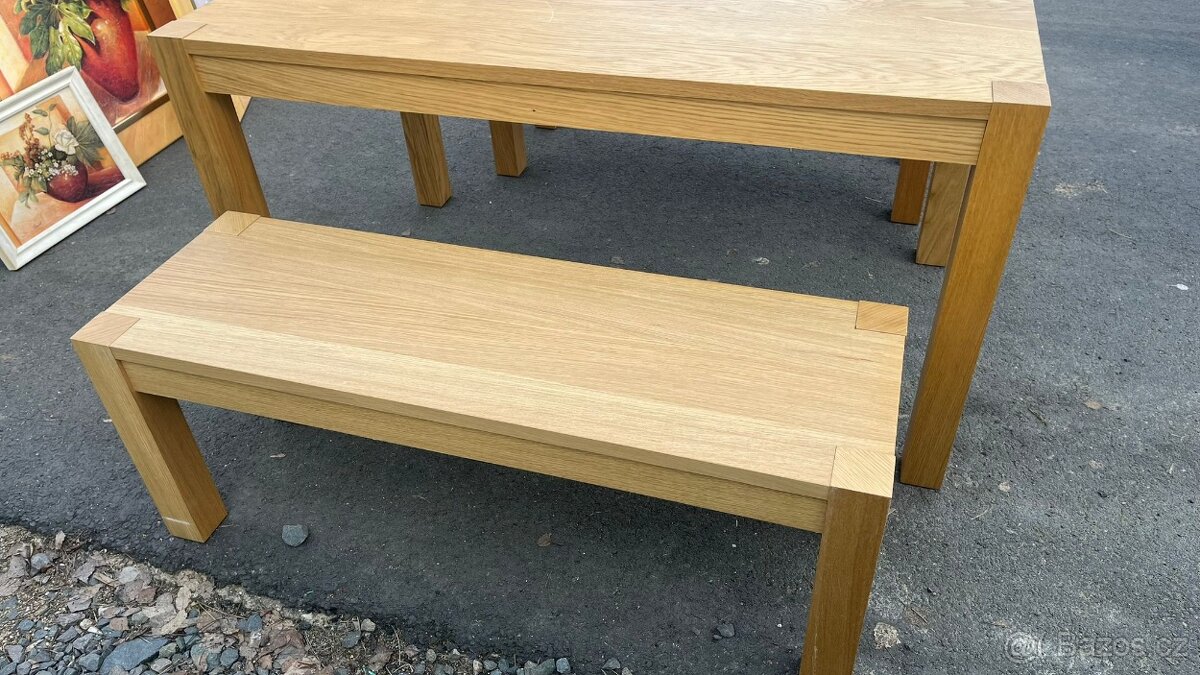 Masivní stůl + 2 lavice + polstrování...IKEA - 2