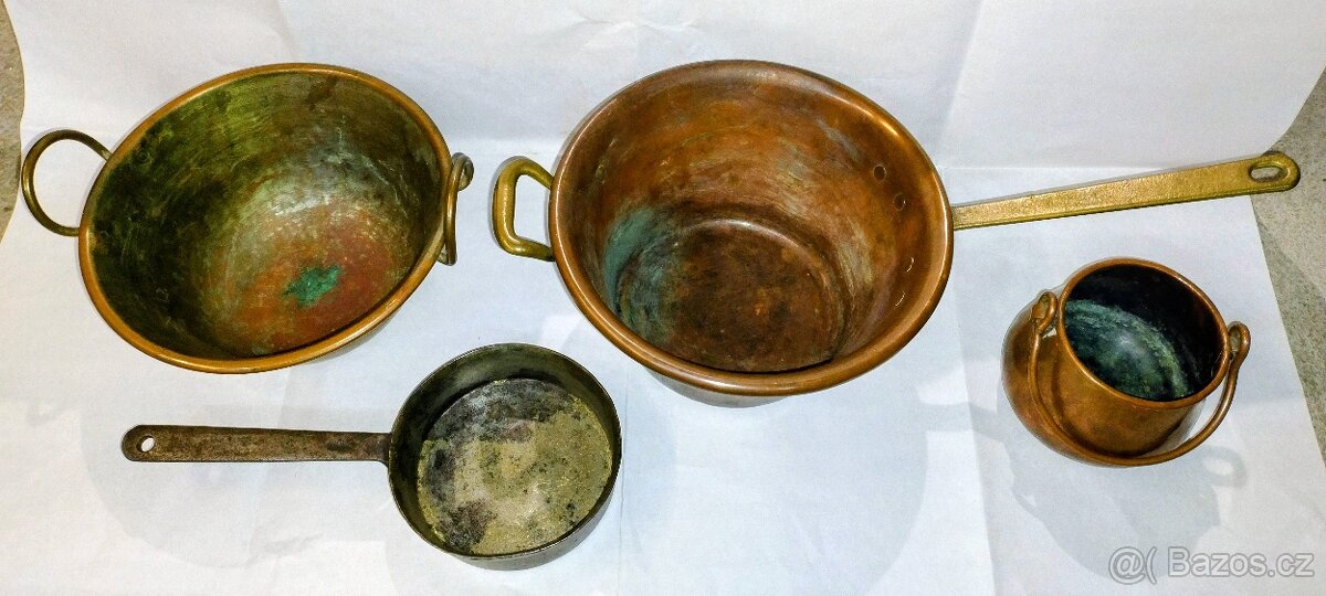 Měděné a mosazné nádobí, cukrářské kotlíky - 2