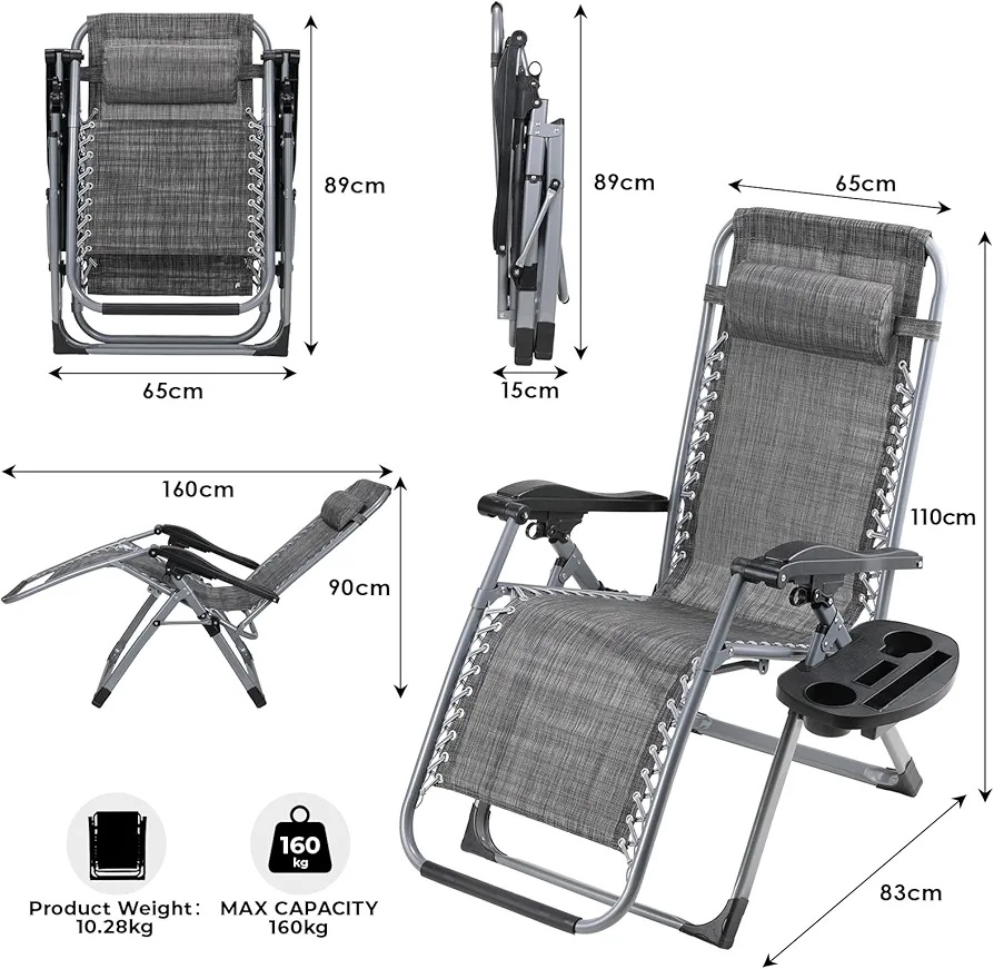 Sun Lounger and Folding Table Set - 2