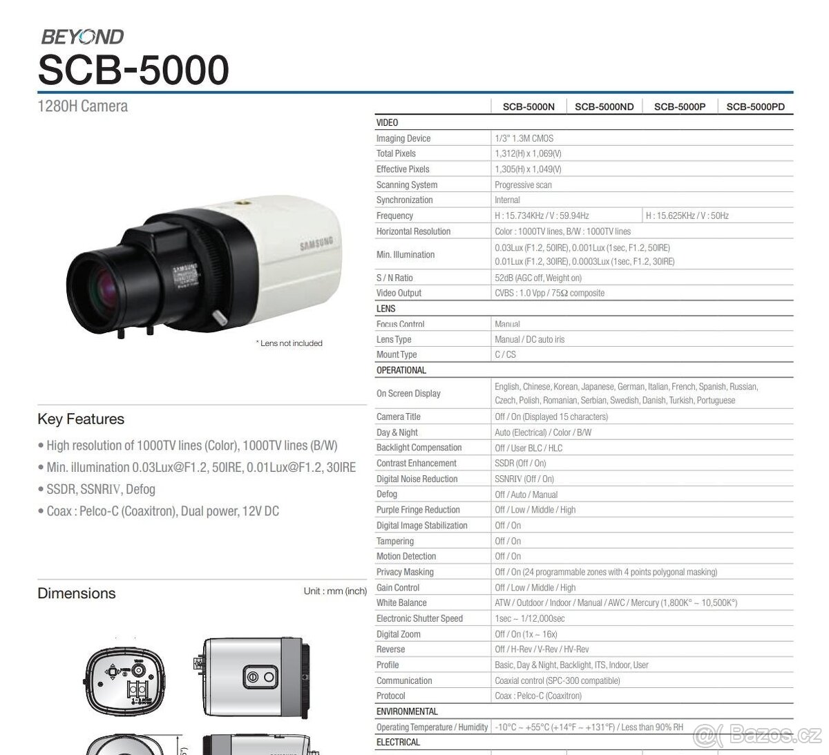 Digitální bezpečnostní kamera Samsung scb-5000ph - 2