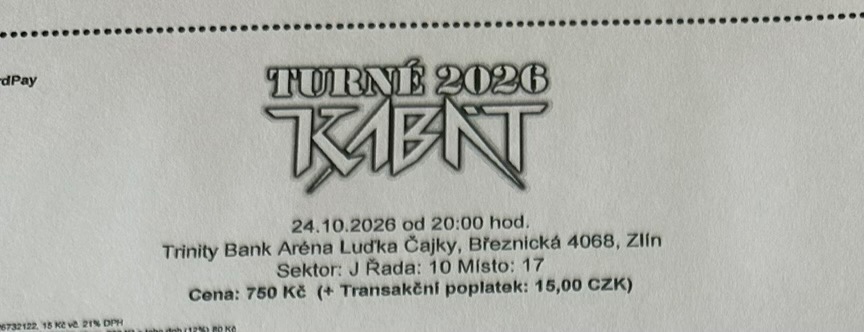 Kabát Turné 2026 , Zlín - 2