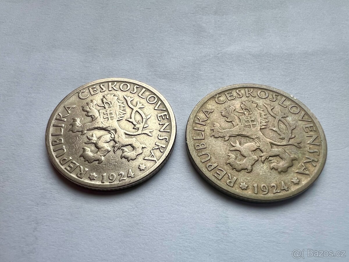 1 Koruna 1922,1924 2 kusy - 2