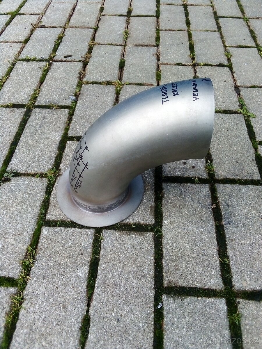 Nerezové INOX koleno s přírubou, Průměr 104,5mm, plech 2mm - 2