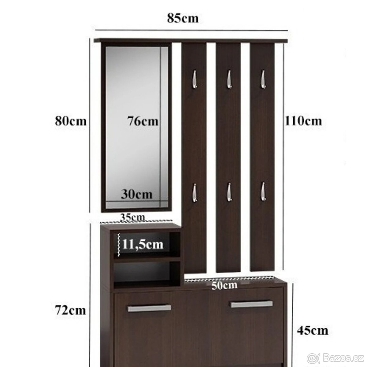 Předsíňová stěna s botníkem - černá - 2