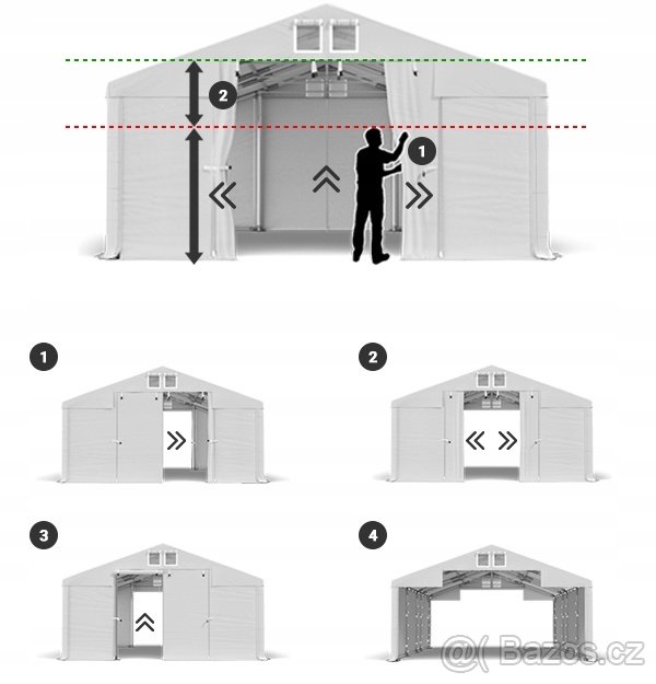 Skladovací stan 6x12m PVC - 2