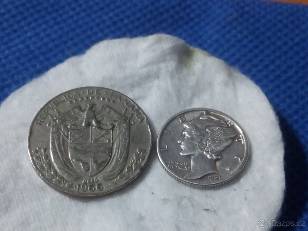 STŘÍBRO ONE DIME 1935+1/4 BALBOA 1966 - 2