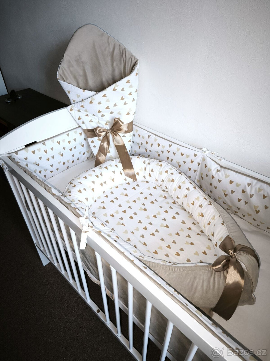 Nová souprava do postýlky srdíčka+velvet - 2