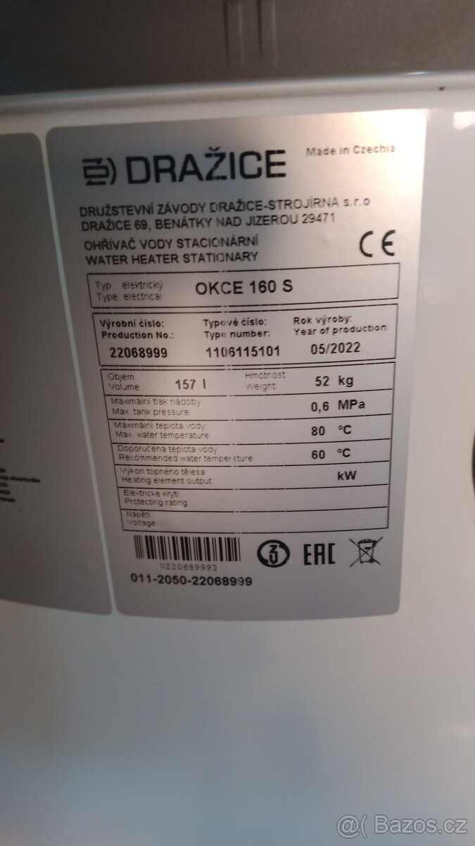 Bojler Dražice okce 160S 2.2kw - 2