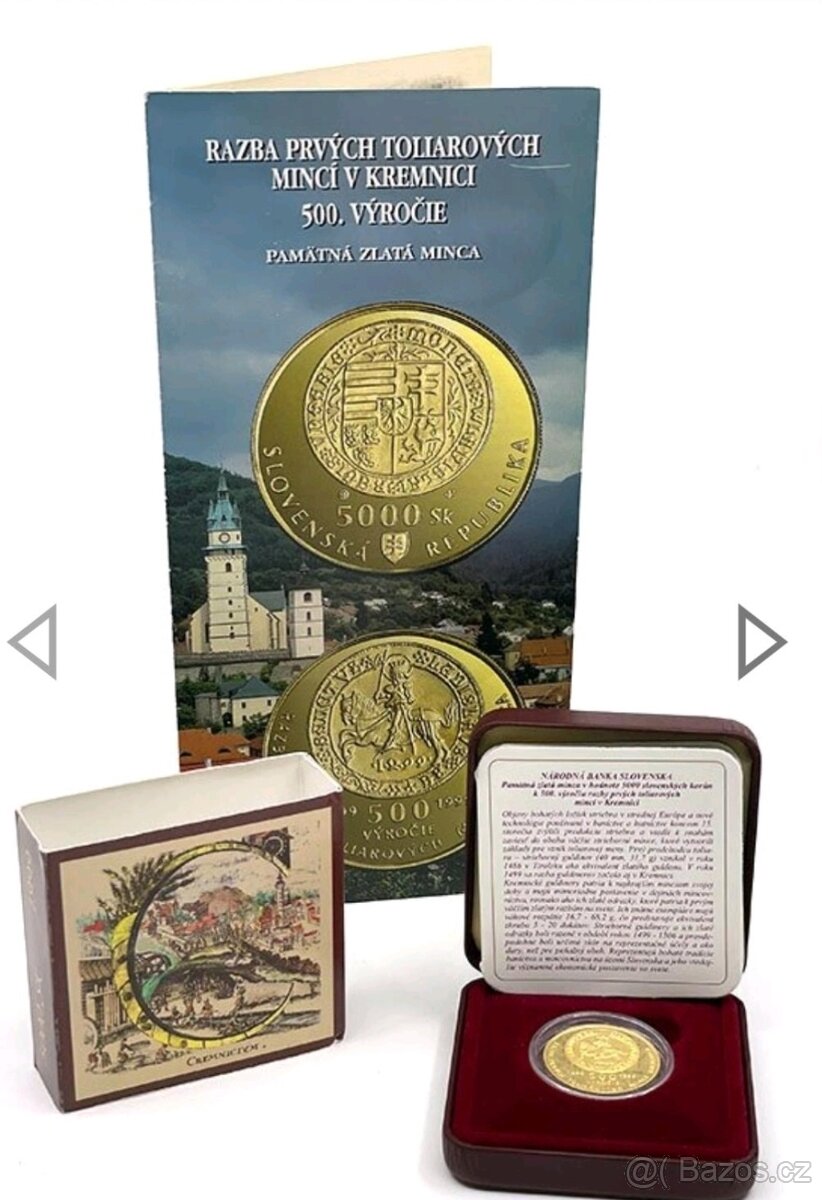 Zlatá zberateľská minca 5000sk Kremnický Toliar 1999 - 2