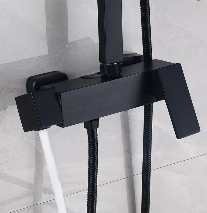 Moderní černá sprchová sada – čtvercový design - 2