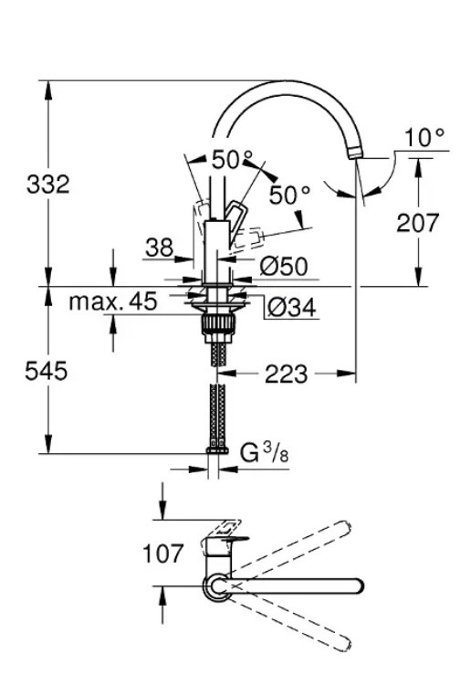 Grohe BauLoop - německá dřezová baterie chrom. - 2