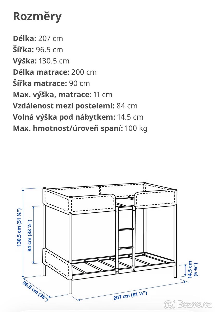 Dvoupatrova postel IKEA TRUFFING 90x200 - 2