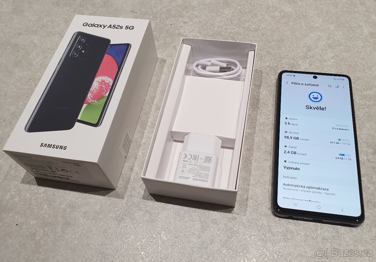 Samsung Galaxy A52s 5G, 6GB/128GB, výborný stav, krabička - 2