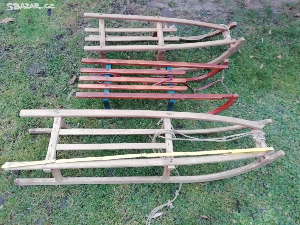Starožitné dřevěné sáňky - 2
