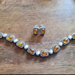 Luxusni jantarová sada ve stribre náramek s náušnicemi - 2