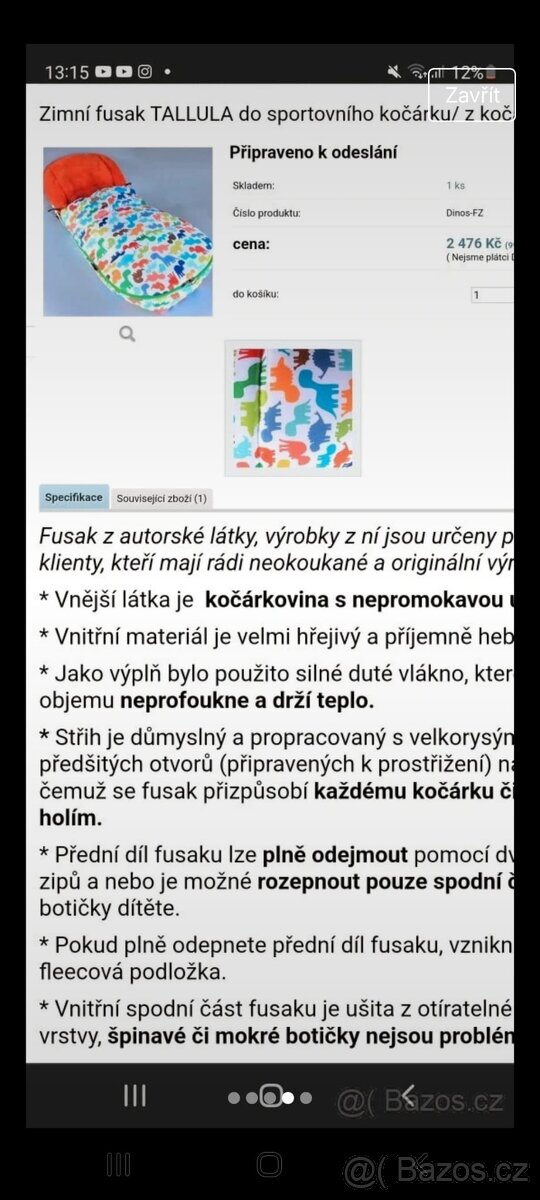 Zimní fusak s rukávníkem Tallula - 2