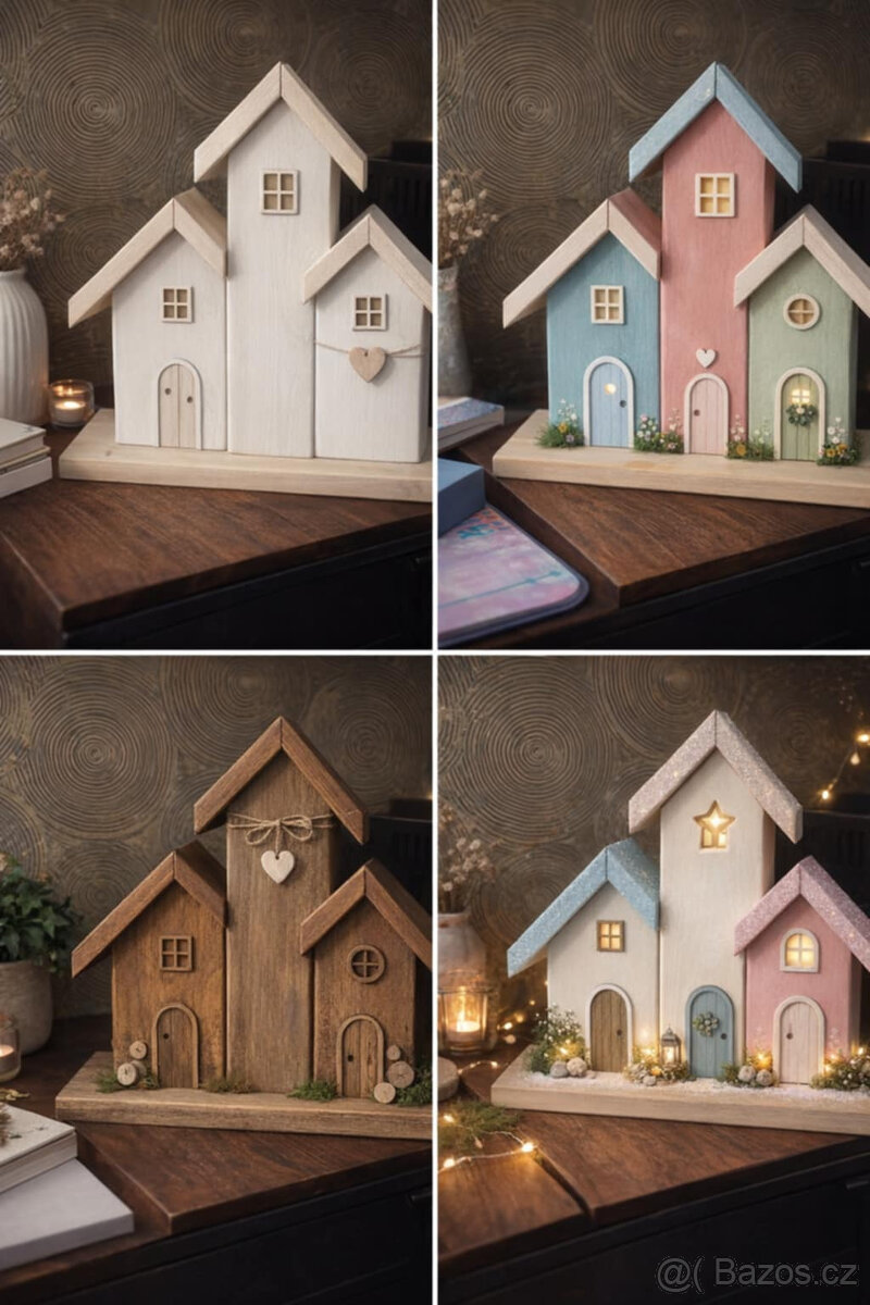 Dřevěné dekorační domečky - 2