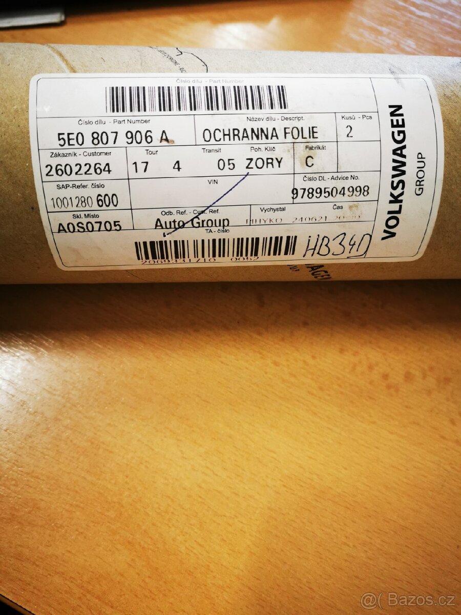 Ochranná folie Škoda  nová - 2