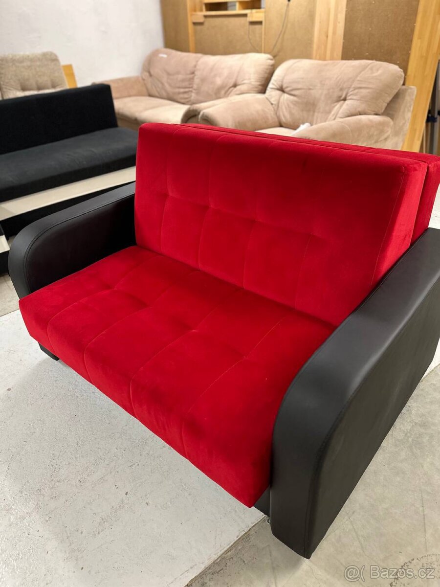 Rozkládací pohovka červeno-černá - 2