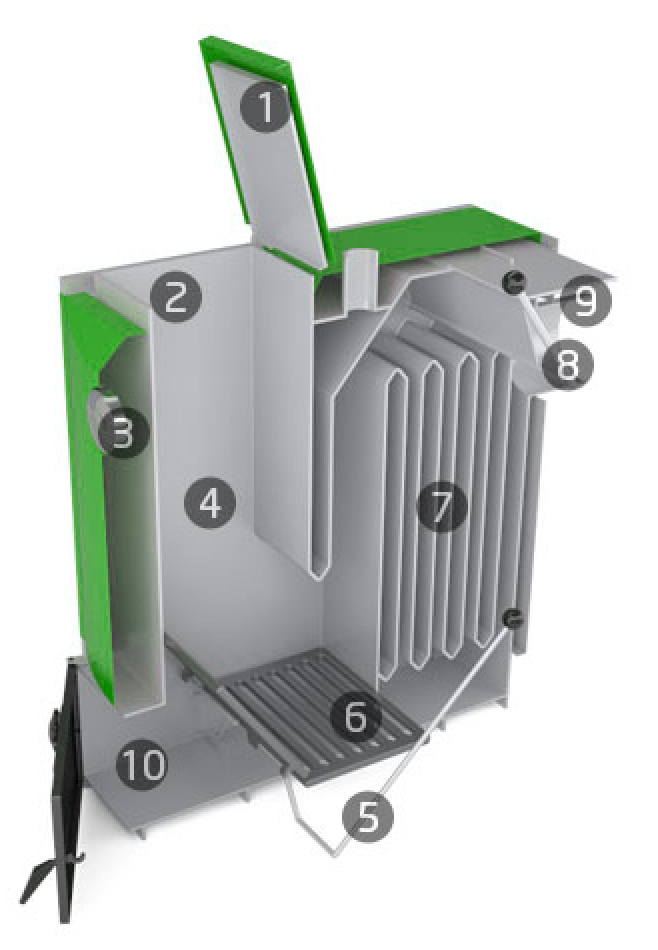 Kotel ÚSPOR P 20-90 kW – levné topení na dřevo, štěpku,apod - 2