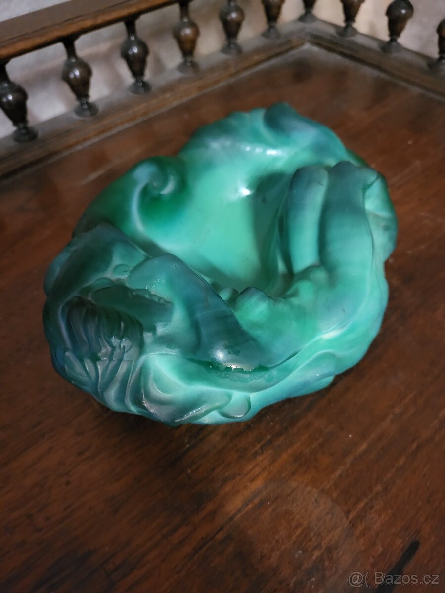 Art - Deco Miska - Malachitové sklo 1930 - 2