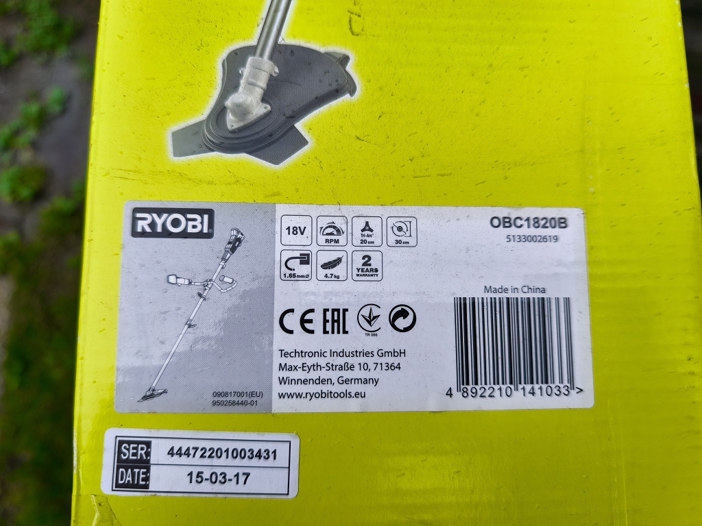 Aku křovinořez Ryobi OBC1820B 18V - 2