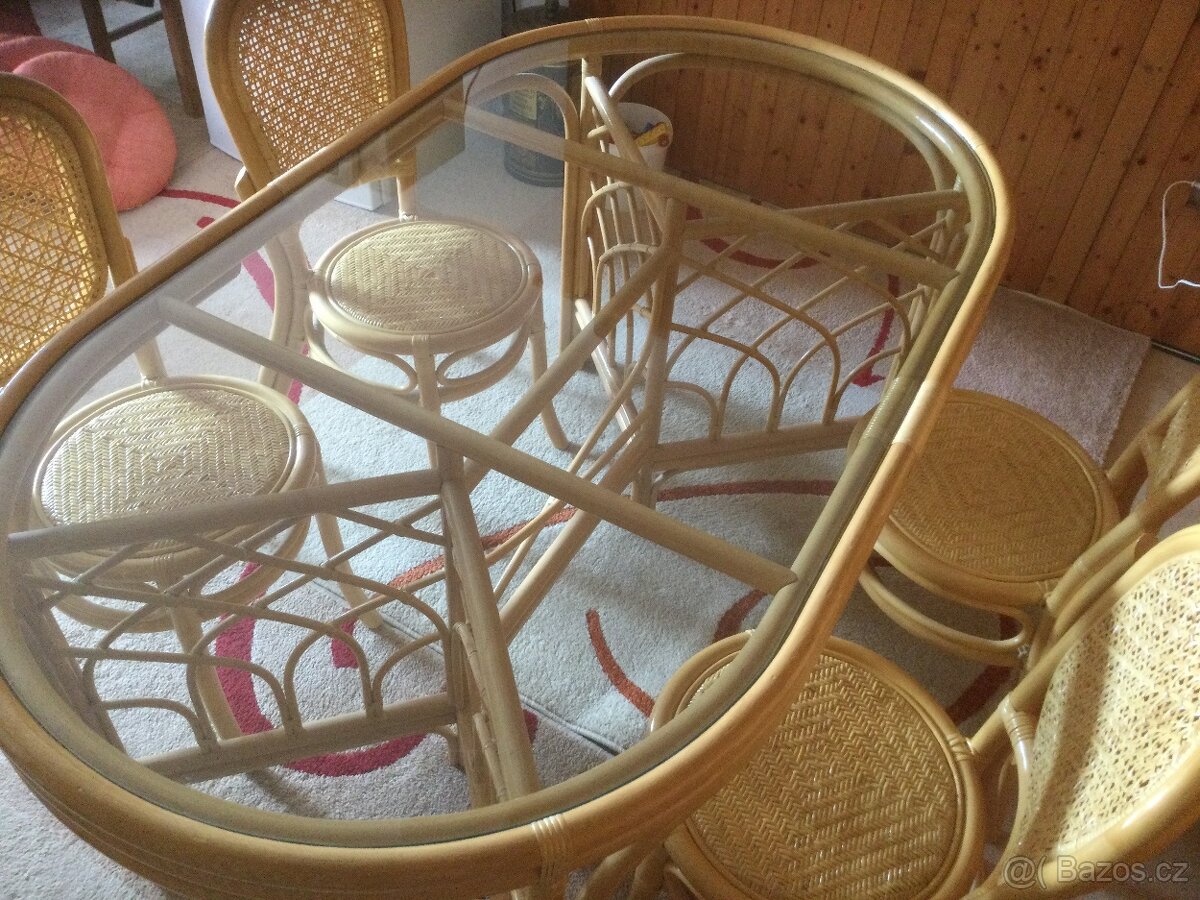 Ratanový kuchyňský stůl + 4 židle - 2