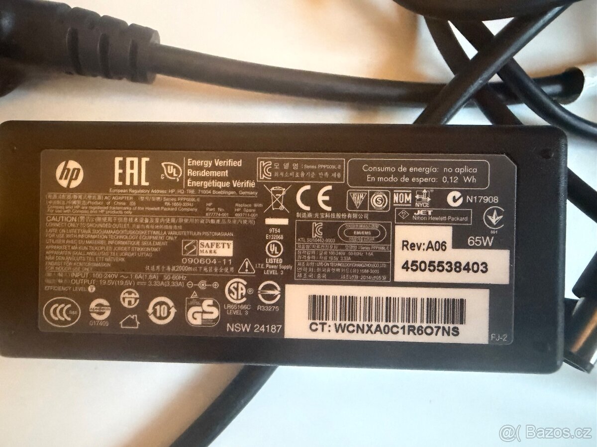 Originální HP zdroj pro notebook 19.5V 3.33A 65W - 2
